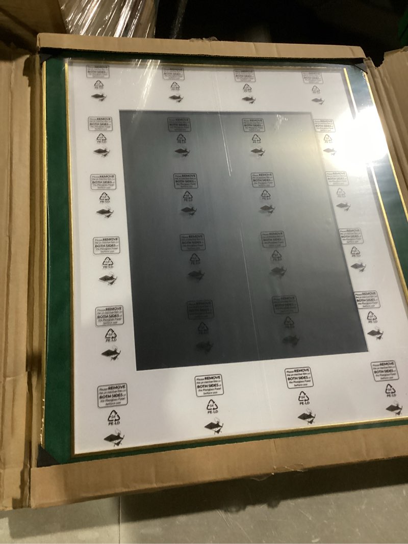 Condition photo showing Good Condition for Suede 16x20 Frame - Single Frame, Christmas Elegant Green 16 x 20 Poster Frame with Mat for 11x14, 16x20 Picture Frames for Artwork, Puzzles, Photos and Movie Posters Green 16" x 20" / 11" x 14" mat