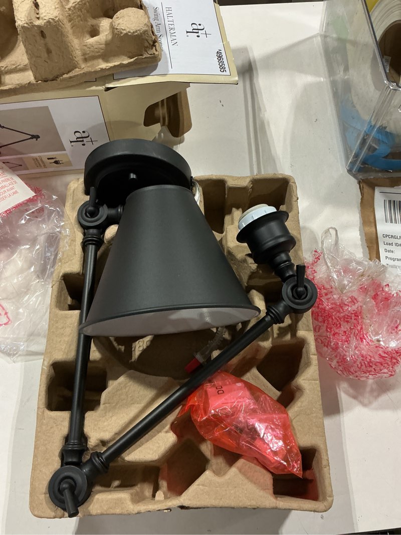 Condition photo showing Good Condition for allen + roth halterman 6.7-in w 1-light matte black farmhouse incandescent wall sconce