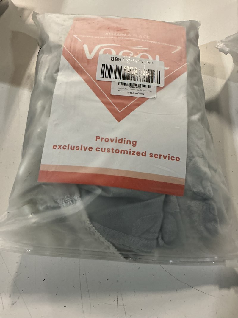 Condition photo showing New/Like New for vogol gray waterfall valance for living room, elegant floral jacquard swag curtain in sheer voile for bedroom, home decor, rod pocket, 39 inches wide grey 39"w x 43"l (pack of 1)