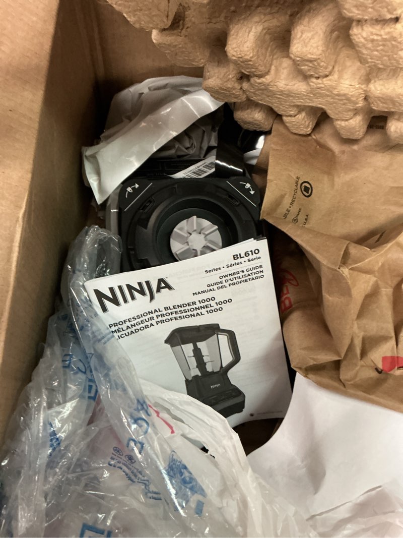 Condition photo showing As Is for Ninja BL610 Professional 72 Oz Countertop 1000-Watt Base and Total Crushing Technology for-Smoothies, Ice and Frozen Fruit, Black, Blender + Pitcher