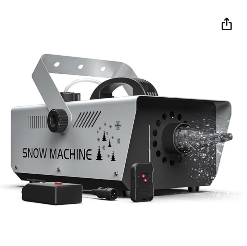 1000W Snow Machine Remote & Manual Control Snowflake Making Adjustable Snowflake Size Snowmaker Perfect for Christmas,Weddings and Theatrical Effects (Grey, 1)