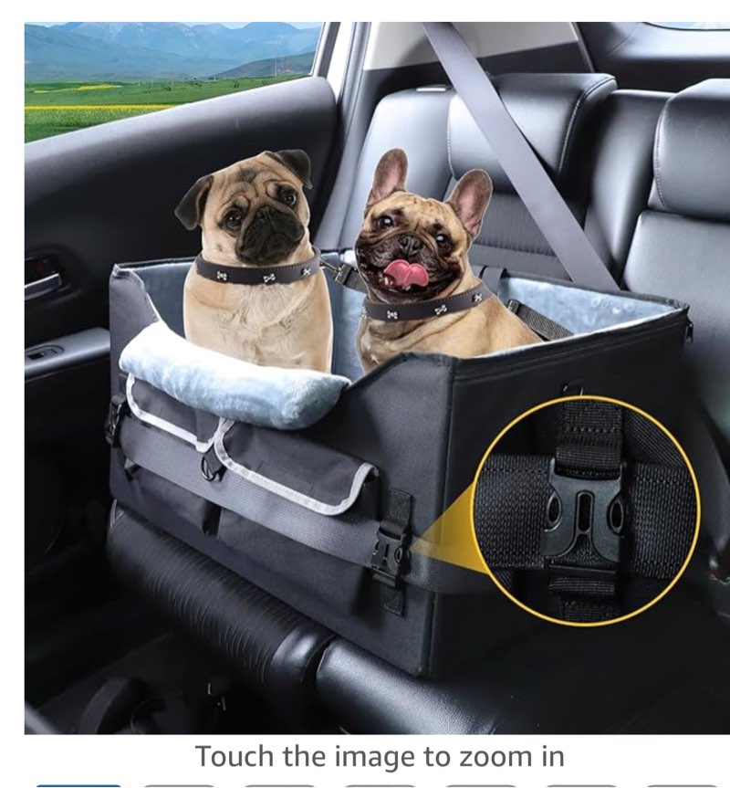 Foldable Dog Car Seat for Small/Medium Dogs,Potable Puppy Booster Seat with Harness &Safety Belt, Travel Pet Bed can Removable & Washable Suitable for 2 Dogs 25-30 lbs(Black)