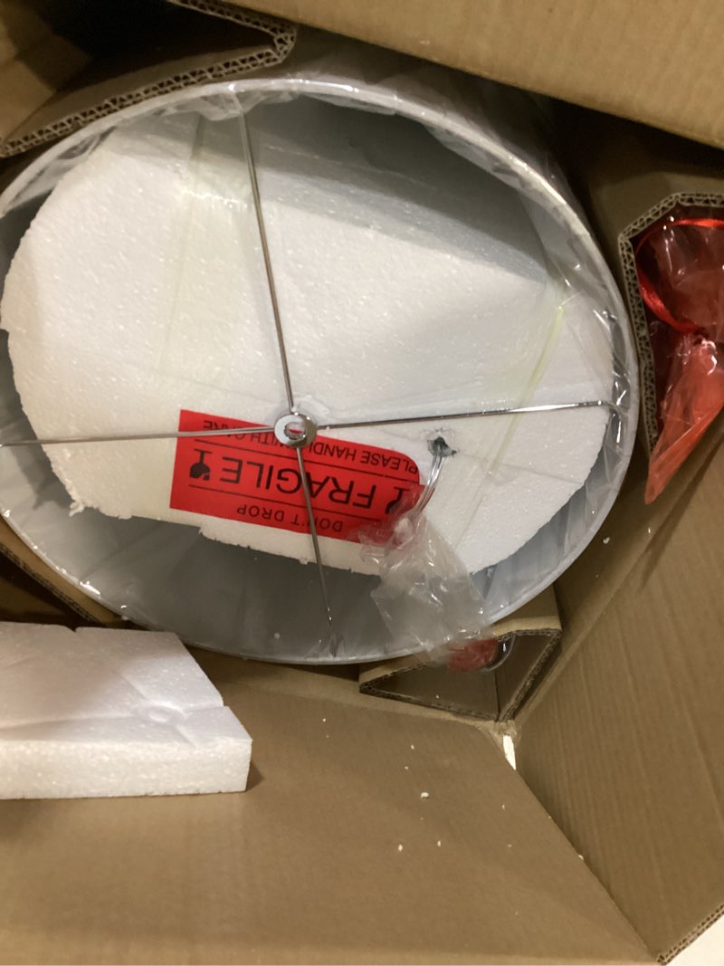 Condition photo showing Good Condition for Harlow 29" Tall Table Lamp with Fabric Shade in Clear Glass/Polished Nickel/White