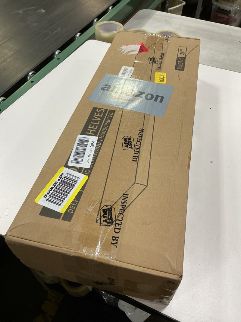 Condition photo showing New/Like New for Axeman Floating Shelves, 2 Pack 8 Inch Deep Rustic Solid Wood Wall Shelves for Storage, Wall Mounted Display Shelving with Invisible Heavy-Duty Metal Bracket, 24" W x 8" D x 1.57" H, Walnut Finish Special Walnut 24" W, 2-Pack