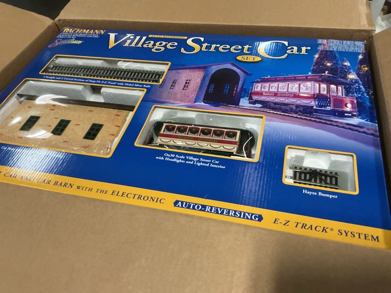 Condition photo showing New/Like New for Bachmann Trains - Village Streetcar "Christmas" Auto Reversing Set - On30 Scale - Runs on HO Track
