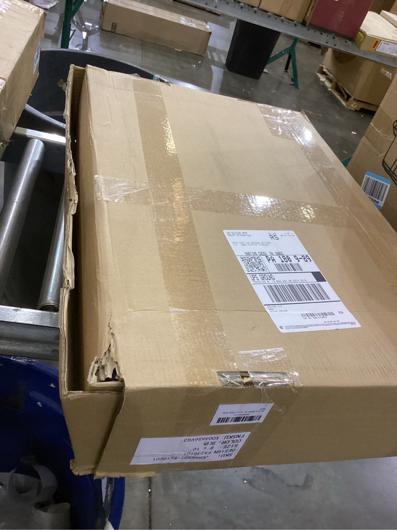 Condition photo showing As Is for jinchan Moroccan 8x10 Area Rugs for Living Room - Machine Washable Modern Geometric Stain Resistant Ultra-Thin Low-Pile Large Rug Non-Slip Carpet for Bedroom Kitchen Dining Room (8x10ft, Grey) 8' x 10' (Rectangular) Moroccan Grey