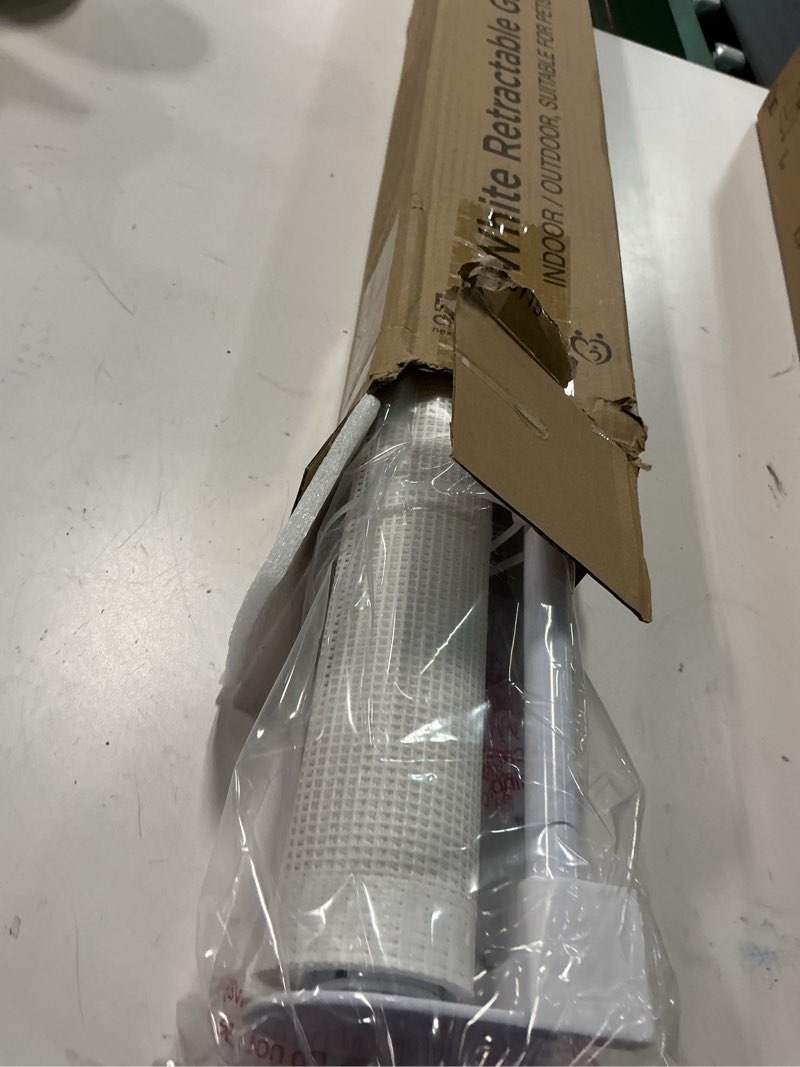 Condition photo showing Good Condition for retractable baby gate perma child safety 33" tall x 55” wide, mesh, for stairs, doorways, dogs, pets, indoor, outdoor, one-handed operation, locking, easy install, hardware mount, white white 33" tall x 55" wide