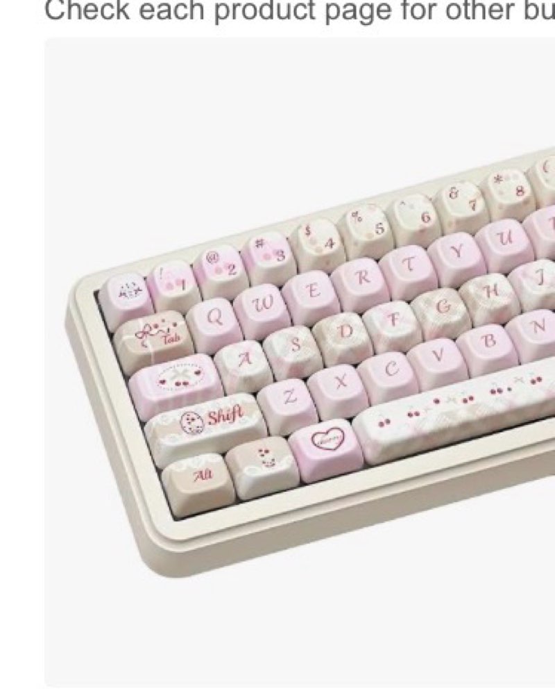 COOMICKEY 150 Key Dye-Sublimation PBT Keycaps, Pink White Keycap, Cute Custom Keycaps, FOA Profile K