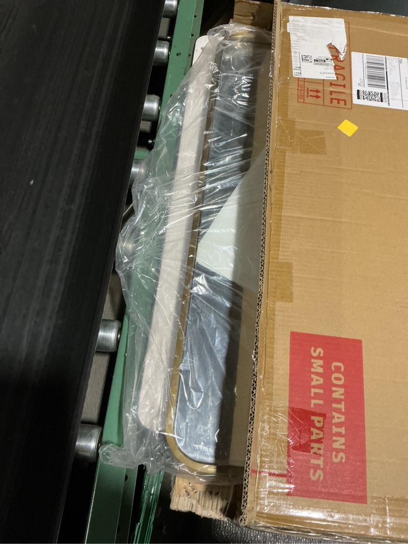 Condition photo showing Good Condition for andy star brass mirror bathroom, 22x30’’ rounded rectangle mirror, brushed gold bathroom vanity mirror non-rusting sus304 metal tube frame 1’’ deep wall-mounted mirrors vertical/horizontal brass 30"l x 22"w