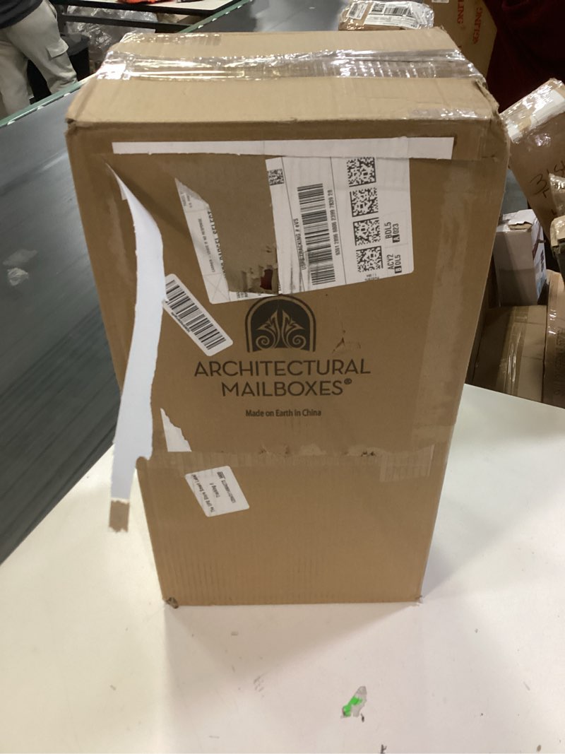 Condition photo showing New/Like New for architectural mailboxes 7900-7r-sr boulder mailbox, red red mailbox