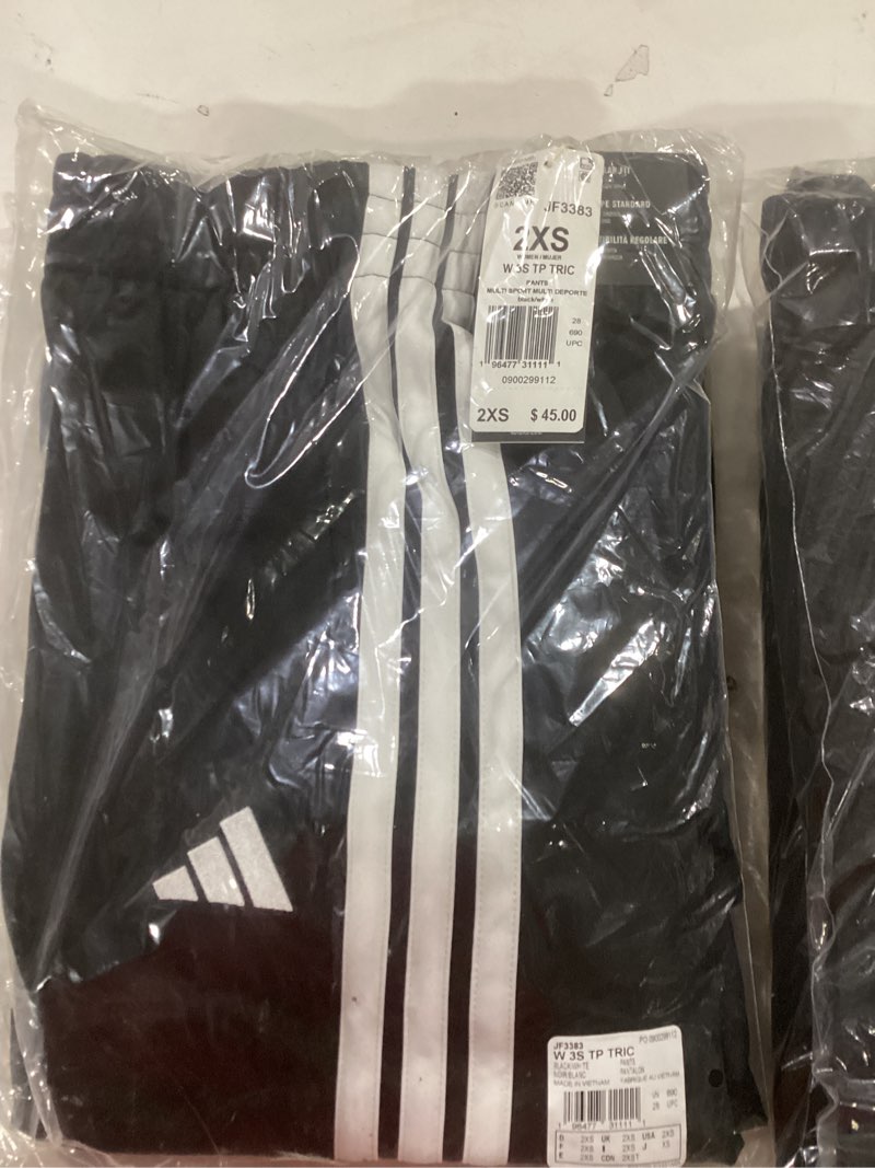 Condition photo showing New/Like New for Adidas Womens Tricot 3-Stripes Track Pants XX-Small Black/White