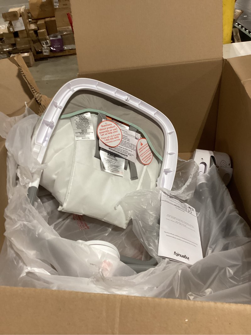 Condition photo showing As Is for ingenuity anyway sway 5-speed multi-direction portable foldable baby swing & infant seat with vibrations, nature sounds, 0-9 months 6-20 lbs (ray)