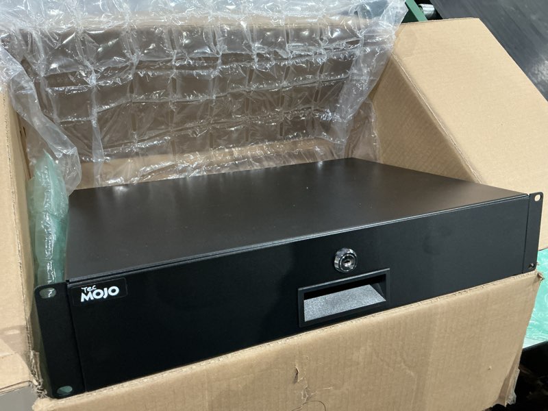 Condition photo showing As Is for tecmojo 2u rack drawer,rack mount drawer for 19in network equipment/server/av rack or cabinet enclosure,sliding and lockable server rack drawer - load-bearing 44lb (20kg),with cable management holes 2u drawer