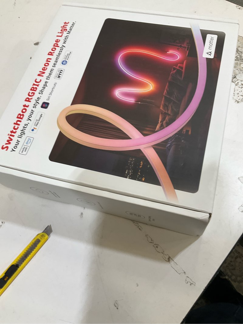 Condition photo showing Good Condition for switchbot rgbic neon rope light, 5m matter-certified neon strip lights works with apple home, alexa and google home, 16 million colors, music sync, scene modes, led neon lights for bedroom, wall decor 16.4ft