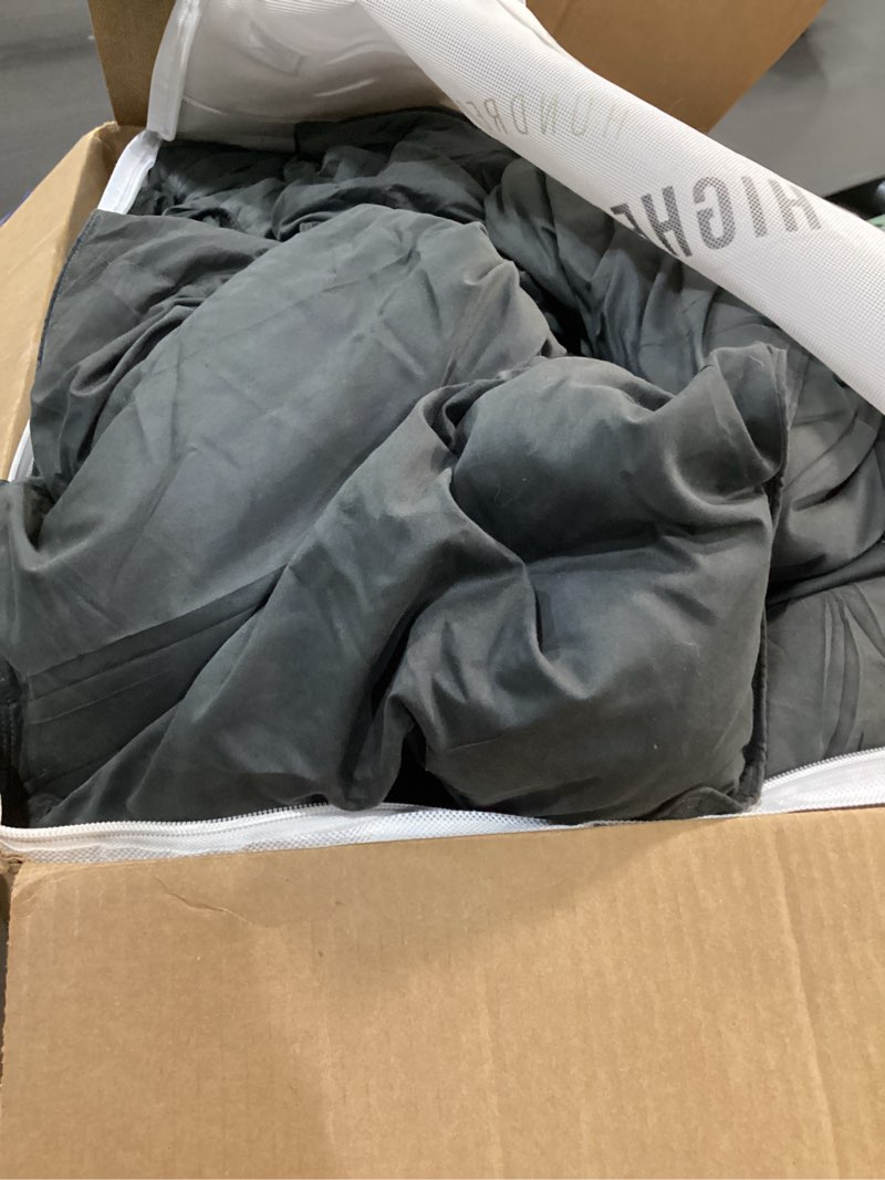 Condition photo showing As Is for L LOVSOUL 75% Goose Down Fiber Comforter King Size, 750+ Fill Power Hotel Style Bedding Comforter, 1200TC, Fluffy Ultra Soft All Season Gery Duvet Insert with 8 Corner Tabs King(106x90inches) Grey