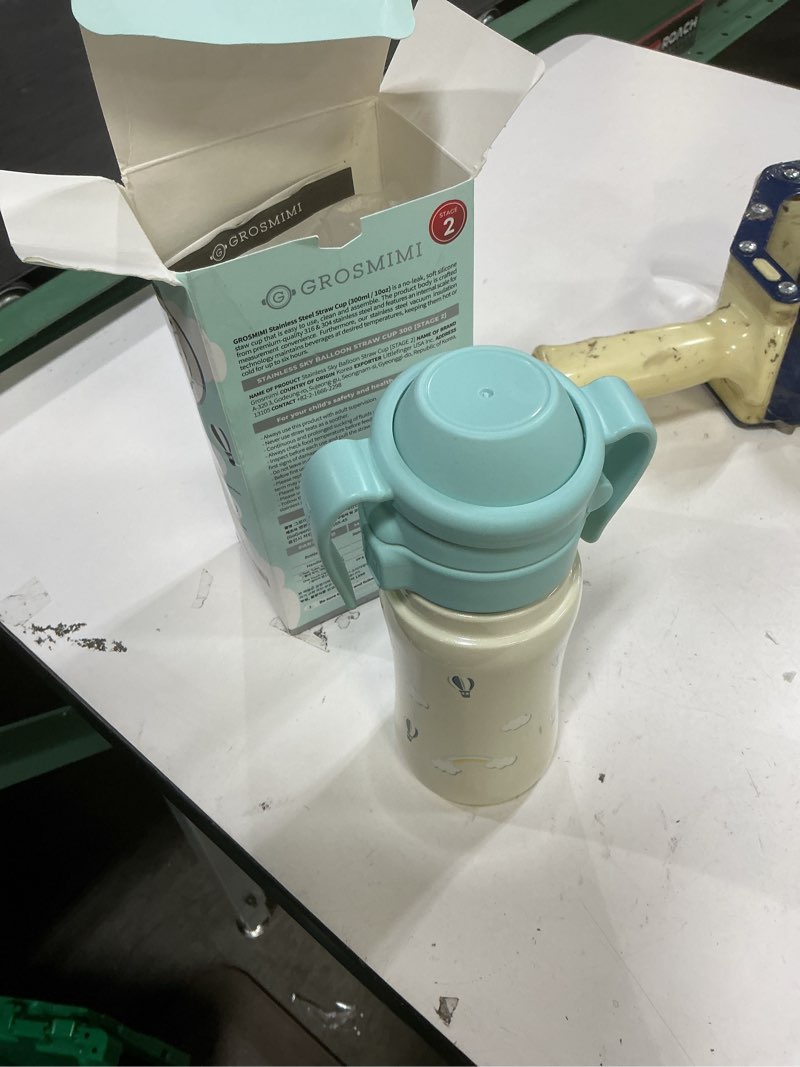 Condition photo showing Good Condition for grosmimi insulated 316 stainless steel spill proof straw cup, water bottle with flip top for toddlers, bpa free (air balloon, 10oz) air balloon 10 ounces