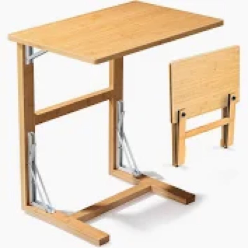 Tatub 24'' Folding TV Tray Table, C Shaped End Table for Couch, Small Sofa Side Laptop Desk