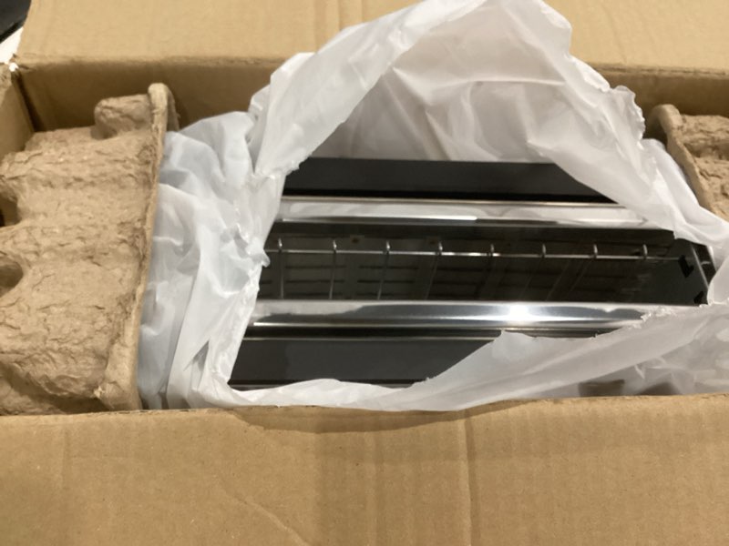 Condition photo showing Good Condition for elite gourmet ect3200 2-slice, 1 long slot, slim toaster, reheat, 6 toast settings, defrost, cancel functions, built-in warming rack, extra wide slots for bagels waffles, stainless steel & black 2 slice stainless steel