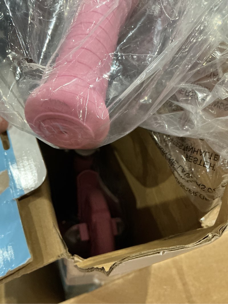 Condition photo showing As Is for beleev v2 scooters for kids with light-up wheels & stem & deck, 2 wheel folding scooter for girls boys, 3 adjustable height, non-slip pattern deck, lightweight kick scooter for children ages 3-12 light pink