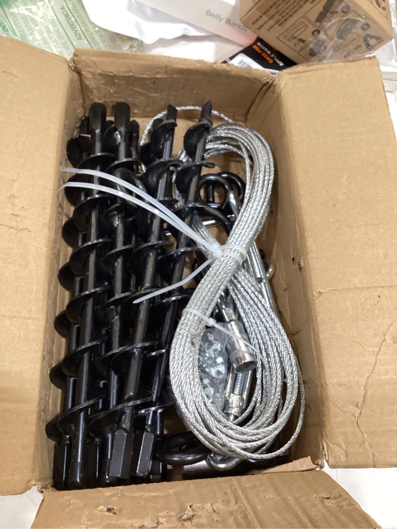 Condition photo showing Good Condition for ground anchors shed anchors kit with 1/8" galvanized cable and turnbuckles, trampoline stakes heavy duty earth anchor for sheds canopy gazebo mobile home swing set(8x15in)