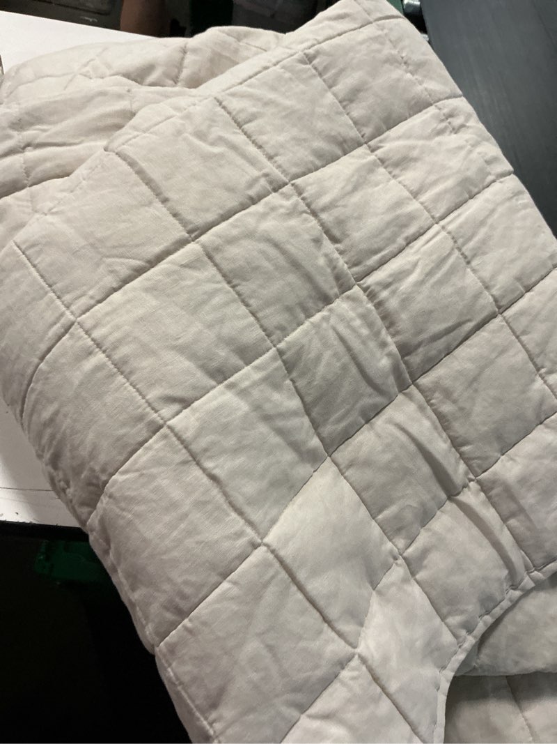 Condition photo showing As Is for european linen box quilt (68 in x 86 in )