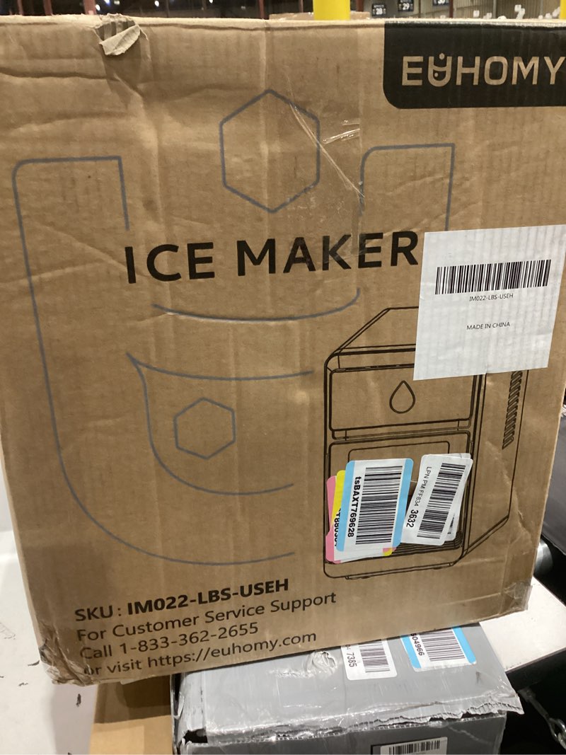 Condition photo showing As Is for EUHOMY Crescent Ice Maker Countertop, 28Lbs/24H, Ready in 12Mins, Auto Deep Cleaning, Timer, Portable Ice Maker Machine for Home/Office/Party Black 28Lbs/Day