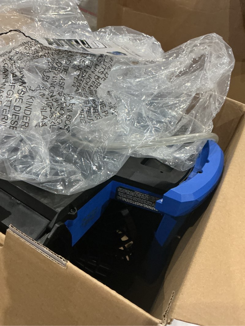 Condition photo showing As Is for kobalt 7-in 24-volt 3-speed high velocity indoor/outdoor blue misting floor fan (battery and charger included)