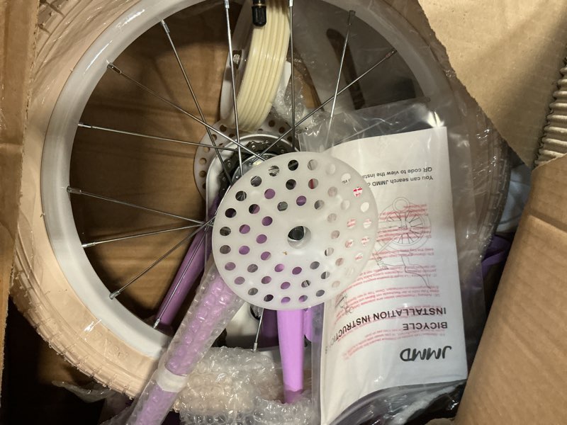 Condition photo showing Good Condition for JMMD Girls Bike for 4-12 Years Old Kids, 12 14 16 18 20 24 Kids Bike with Training Wheels, Basket and Doll Seat, Toddler Girls Bicycles with Handbrake & Kickstand, Multiple Colors Purple 16 Inch