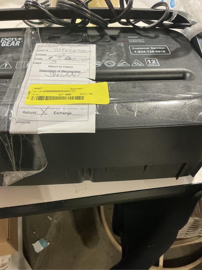 Condition photo showing As Is for pen + gear 16 sheet cross-cut shredder,