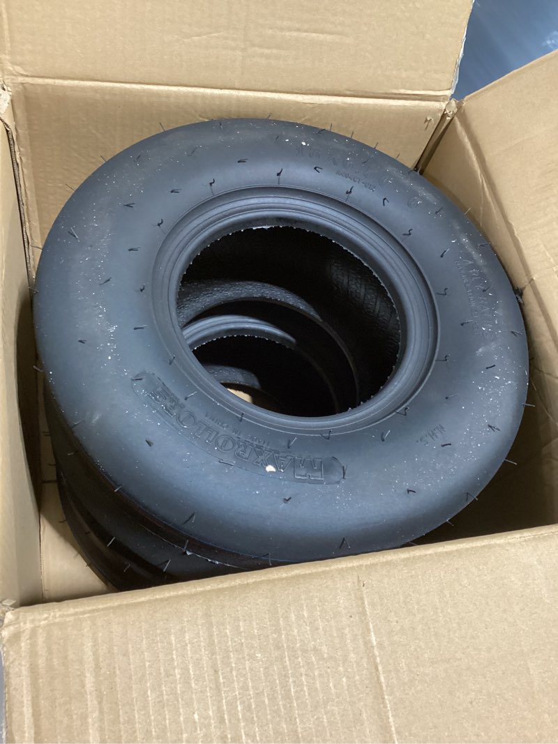 Condition photo showing As Is for maxrollors (2 pack) 13x6.50-6 lawn mower tires tubeless, replacement 13x6.5-6 zero turn tires garden riding tractor lawnmower tires smooth, 4 ply, 480 lbs capacity 13x6.50-6 smooth turf
