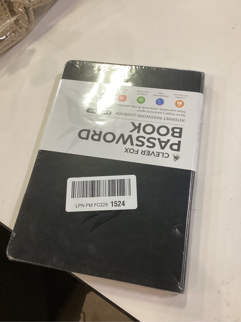 Condition photo showing New/Like New for Clever Fox Password Book with alphabetical tabs. Internet Address Organizer Logbook. Large Password Keeper for Website Logins (Black) Black Large (7.0 x 10.0 Inch)