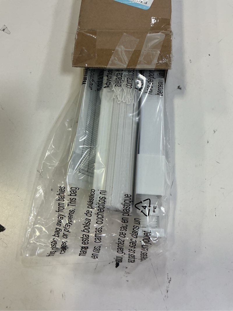 Condition photo showing Good Condition for lazblinds no tools no drill 1" vinyl mini blinds, cordless blinds for windows, light filtering horizontal window blinds & shades, 21" w x 36" h, white cordless-white 21" w x 36" h