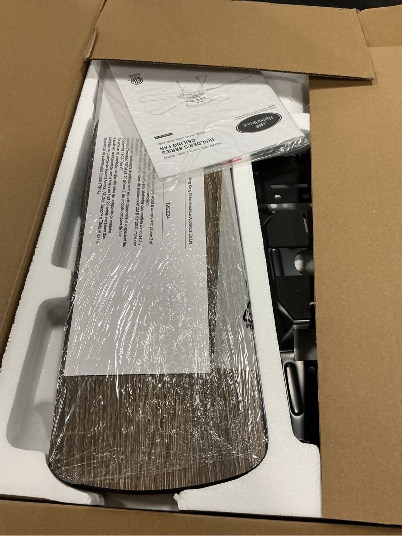 Condition photo showing New/Like New for Harbor Breeze Armitage 52-in Matte Black Indoor Flush Mount Ceiling F