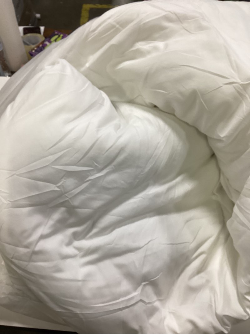 Condition photo showing As Is for CozyLux Queen Comforter Set White Seersucker 7 Pieces Bed in a Bag Queen Comforter Set with Sheets, Luxury Soft Bedding Set with Down Alternative Comforter, Sheets, Pillowcases & Shams for All Seasons White Queen