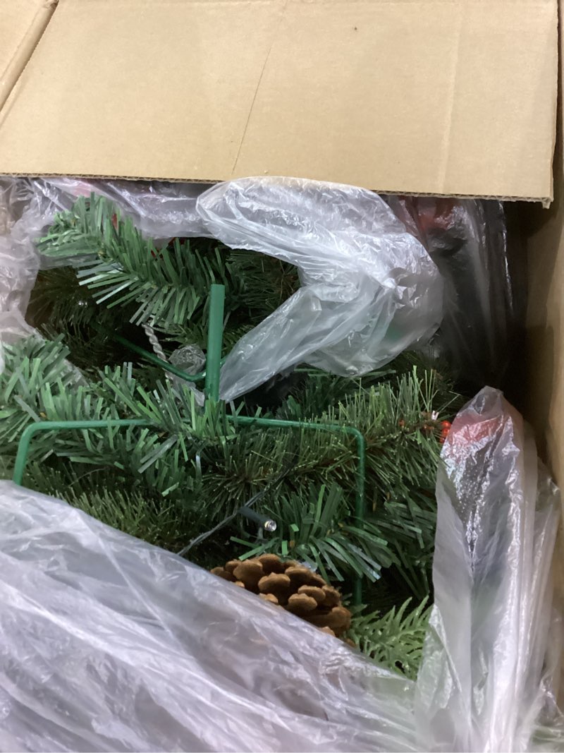 Condition photo showing Good Condition for Liliful 2 Sets Outdoor Christmas Urn Filler 18 Inch Lighted Artificial Christmas Tree, Battery Operated Pre Lit Artificial Light up Planter Filler Lighted Xmas Trees with LED Lights Timer 2 Classic