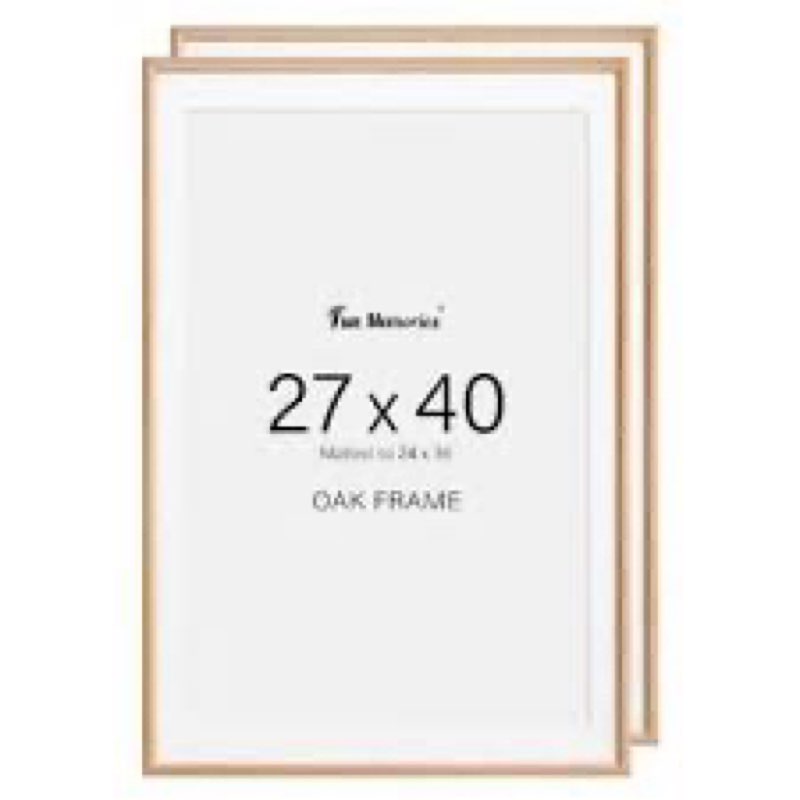 fun memories 27x40 picture frame, solid oak wood frames for wall, 27x40 matted frame for 24x36, natu