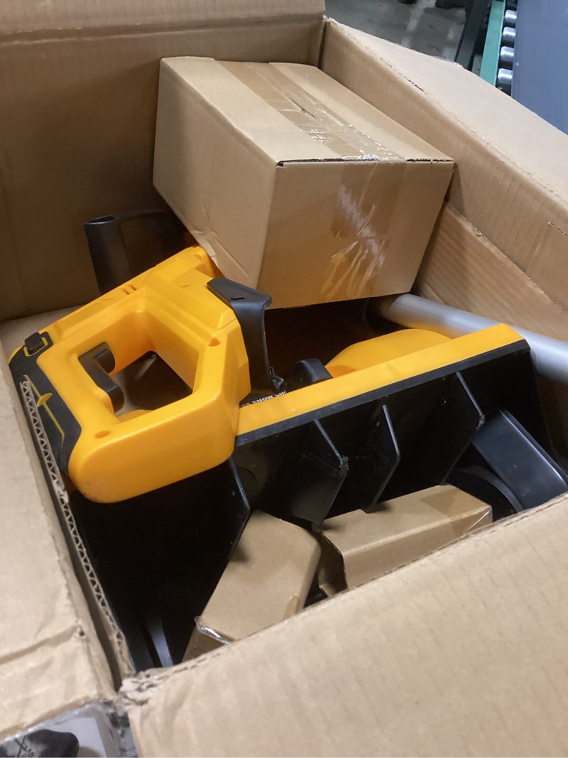 Condition photo showing As Is for 12" Cordless Snow Shovel (NO Battery) Compatible with Dewalt 20V Max Battery, Electric Snow Shovel with Directional Plate & Adjustable Front Handle, Cordless Snow Blower for Driveway/Patio/Sidewalk For Dewalt 20V Battery(Yellow)