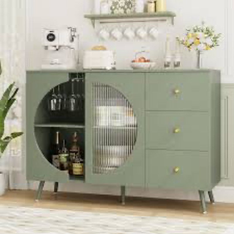 chanyah 47.2\" w kitchen sideboard with 3 drawers & wine glass holder incomplete 