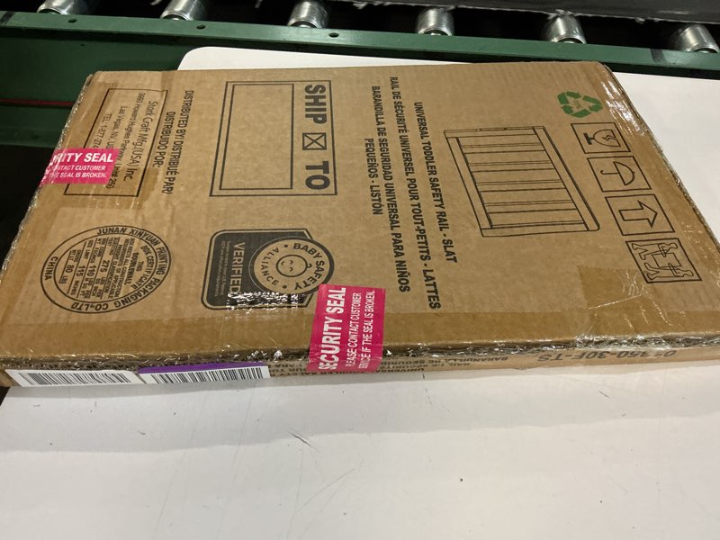 Condition photo showing New/Like New for storkcraft & graco toddler safety guardrail with slats (pebble gray) – greenguard gold certified, converts compatible storkcraft & graco crib to toddler bed, each guardrail sold individually slats pebble gray