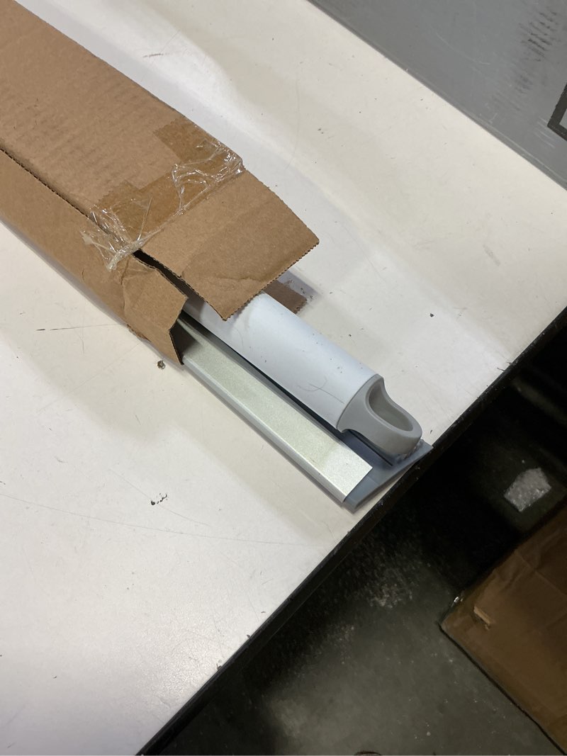 Condition photo showing As Is for 19.7'' large floor squeegee for concrete floor with 51''-58'' telescoping stainless steel handle, squeegee broom for removing water on tile, epoxy, garage, driveway, patio