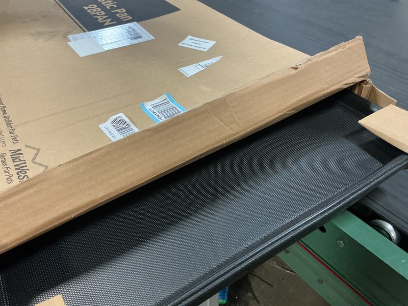 Condition photo showing Good Condition for midwest homes for pets 36-inch replacement pan, measures 35.5 x 23.8 x 1 inches, universal leak-proof tray for dog crates & multi-purpose use, fits most standard 36" wire crates black 35"l x 22"w