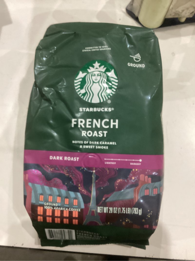 Condition photo showing New/Like New for Starbucks Ground Coffee, Dark Roast Coffee, French Roast, 100% Arabica, 1 bag (28 oz) French Roast 28 Ounce (Pack of 1)