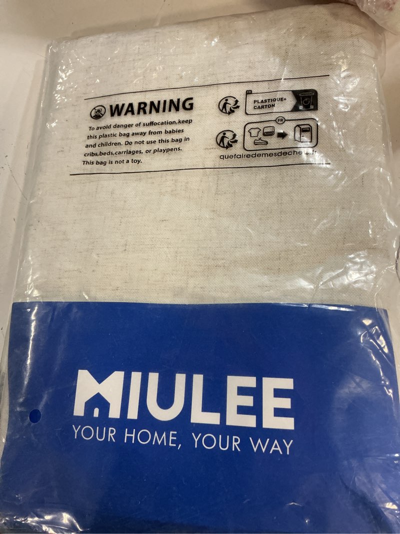 Condition photo showing New/Like New for miulee non-see-through privacy linen curtains 52w x 45l inch natural white | 2 panels, light filtering, semi sheer window curtains, farmhouse textured, back tab drapes for bedroom living room 52"w x 45"l (pack of 2) natural