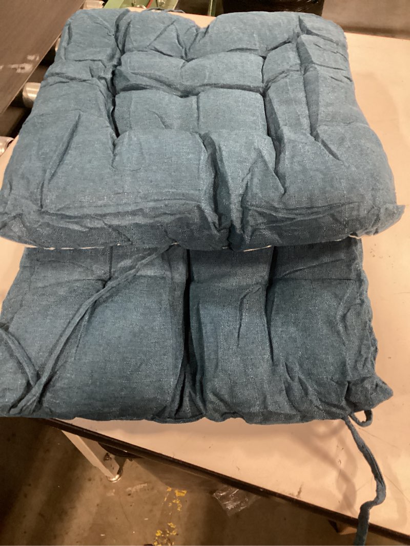 Condition photo showing Good Condition for Rocking Chair Cushions Comfortable Tufted Seat Cushion Pads Non-Skid Backed Set of Backrest Cushion and Seat Bottom for Porch Rocker Adirondack Chair (Blue, Backrest-24X17,Bottom-17x17) Backrest-24X17,Bottom-17x17 Blue