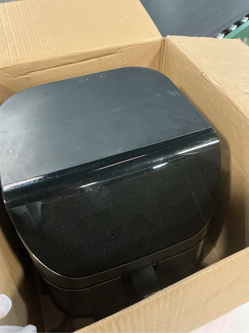 Condition photo showing As Is for Gourmia Air Fryer - 8 Qt Extra Large Capacity, FryForce360º, Digital Display with 12 Presets, Roast, Bake, Broil, Dehydrate, Dishwasher Safe Accessories, Stainless Steel