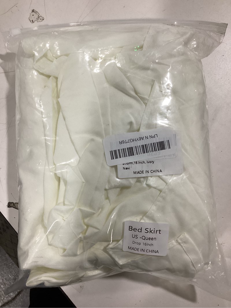 Condition photo showing New/Like New for Bed Skirt Queen Size Ruffled Bed Skirt with Split Corners, 16 Inch Drop Dust Ruffle Bed Skirt with Platform, Ivory, Queen - 16" Drop