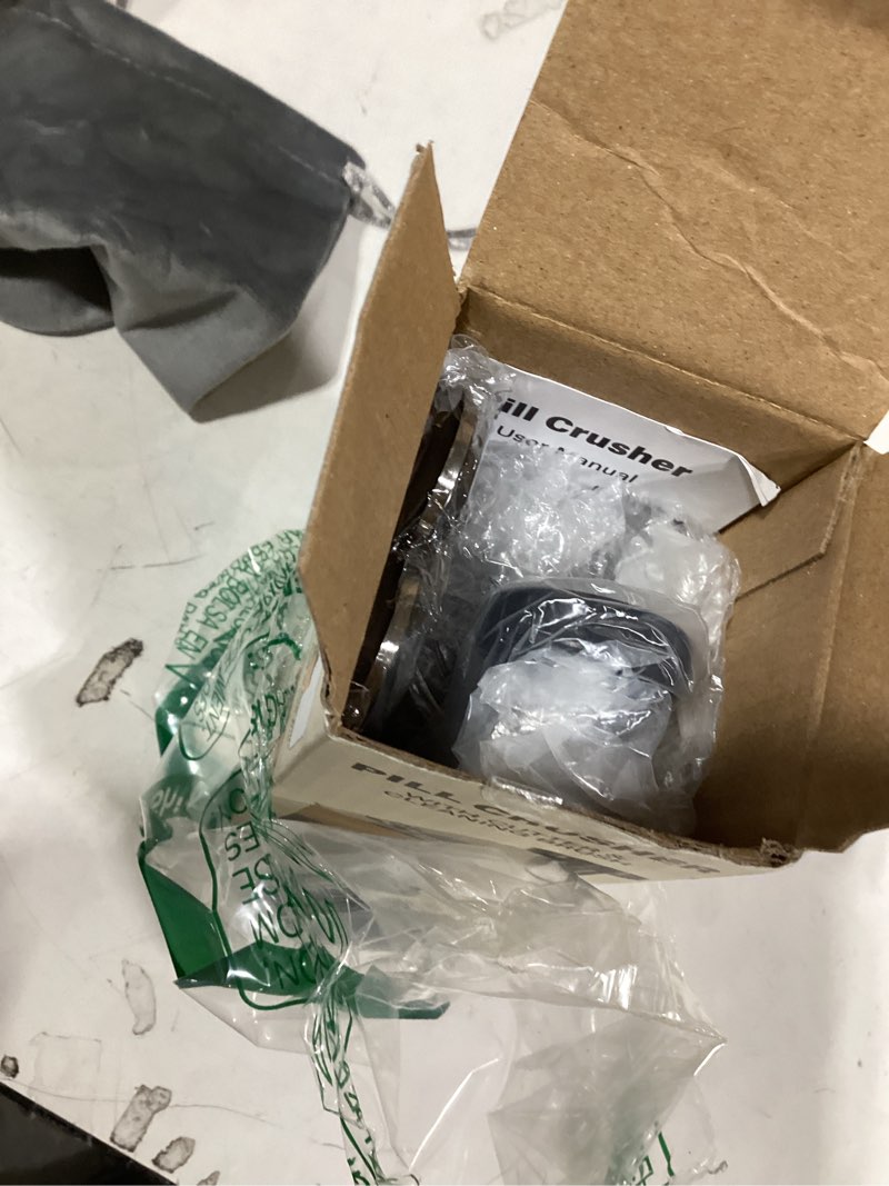 Condition photo showing Good Condition for Small Portable Pill Crusher Grinder to Fine Powder for Elderly - Crushes Multiple Pills, Small and Large Medication and Vitamin Tablets - Great for Feeding Tube, Kids, Pets - Ideal for Travel (Wood)