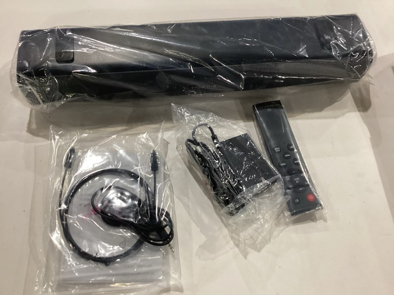Condition photo showing New/Like New for Sound Bar for Smart TV, Soundbar for TV with Bass Reflector and Easy Set up, Home Audio Surround Sound System for TV PC Projector, Wall Mountable Without Subwoofer