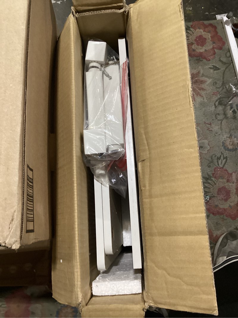 Condition photo showing New/Like New for furinno sully tv stand, 3-tier rectangular entertainment center with open shelf, tv console for tv up to 40 inch, open frame for cable management, for living room, bedroom, white white for 40" tv, 3-tier