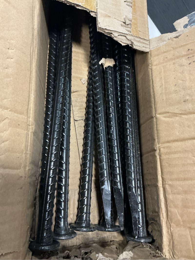Condition photo showing Good Condition for 10 pack 30-inch rebar stakes - 5/8 diameter heavy duty ground stakes with chisel point ends, galvanized steel metal stakes for landscaping, plant support, concrete form and more